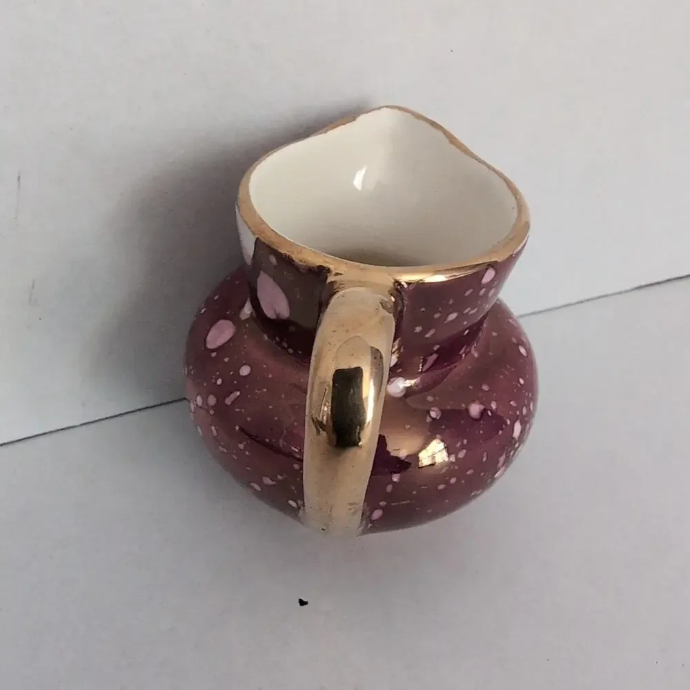 Grays Pottery Mini Pitcher Creamer Stoke On Trent England Purple Gold Lusterware